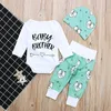 New Baby Clothes Set Cartoon Bear Baby Brother Printed Boys Clothing Set Cotton Long Sleeve Romper Pants Hat 3PCS Kids Suit Autumn Winter