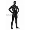 Gros-Adulte Hommes Faux Cuir Métallisé Noir Brillant Pleine Peau Zentai Cosplay Costume Halloween Costume Body Unitard justaucorps