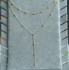 925 Sterling Silver Layer Long Chain Necklace for Women Wedding With Gold Silver Color Plated CZ PAVED STATION JUWELRY311J