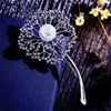 Vintage Pearl Rhinestone Brooch Pin Silver-plate Alloy Faux Diament Broach for bridal wedding costume party dress Pin gift 2016 New fashion