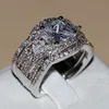 Victoria Wieck Luxury Smycken10kt Vitguld Fylld Topaz Princess Cut Simulated Diamond 3in 1Wedding Engagement Ringar för Kvinnor Storlek 5-11