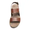 US6-10 Trendy Buckle Strap REAL Couro Casual Sandálias de Praia de Verão Dos Homens Ao Ar Livre Slides Top-Thongs Sapatos