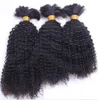 Brasiliansk Human Virgin Kinky Curly Full End Hår Bulk Flätande Hårförlängningar Obehandlad Curly Natural Black Färg Human Extensions