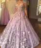 Assepoester Luxe 3D Floral Geappliceerd Prom Jurken Crystal Ball Gown Kant Jurk Evening Slijtage 2018 Nieuwe Plus Size Formele Pageant Towns