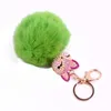 Crystal Fox Pompom Key Ring llavero Pom Pom Rabbit Fur Ball Key Chain Bag Chaveiro Femme Porte Women y Keychain44656088413144