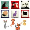 18*18" Cute Cat Pillow Cover Lovely Meow Star Square Cotton Linen Pillow Case Cushion Case 6 Style Home Car Decor