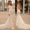 Berta Bröllopsklänningar Sweetheart Neck Långärmade Backless Bridal Gowns Sweep Train Lace Appliqued Mermaid Country Wedding Dress
