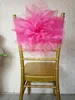 2016 Custom Made 3D Flower Plum Chair Covers Romantic Organza Beautiful Chair Sashes Cheap Wedding Chair Decorations 0332
