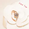 Luxury Cubic Zirconia Ring Rose Gold Plated Lock Charms Ring for Women Vintage Finger Ring Wedding Party Bride Costume Jewelry190F