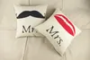 Amant taie d'oreiller Mr et mme lèvre moustache dos taie d'oreiller chaise taille taie d'oreiller décor à la maison canapé canapé housse de coussin