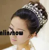 Fashion Crystal Flower Party Wedding Hair Accessories Bridal Headband Tiara Headwear Silver Pearls Bridal Crown Headbands