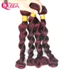 99J Burgundy Brazilian Loose Wave Human Hair Weave 3 Bundles Ombre Human Hair Extension Weave Dreaming Queen Virgin Hair