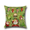 Hot Linne X-Mas Zip Case Square Christmas Serie Pillow Case Söt Fader Julgran Snowman Home Decor Gift