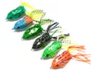 Hengjia Soft Frog Fishing Lure 6 Colors 20pcs Soft Silicone with Skirt Feather Fishing tackle 5.5CM 12.5G 1#Chicken hook
