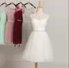 Scoop Neck Crystal Short Bridesmaid Dress Mint Green Short Party Dress Lace Up Fast Shipping