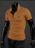 Summer Men's Short Sleeve T Shirt Deer Embroidery Male Turn-down Collar Slim Cotton M-3XL Pullover T-shirt