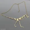 Collana con pendente a catena in osso di scheletro fossile di dinosauro in lega di gioielli popolari da donna # R571