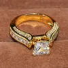 Victoria Wieck Joyería de moda brillante Anillo de princesa 14KT Oro amarillo lleno 3 en 1 Topacio blanco Fiesta CZ Diamante Mujer Boda B215s