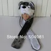 2023 Hot sale cute Plush Cartoon wolf / husky Dog Hats Fluffy Warm animal 3 in 1 Multi-function hat Scarf Gloves Cap Free Shipping