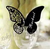 GRATIS Frakt 200PCs Bröllopsplacering Namnkort Butterfly Förlovning Bankettleveranser Party Glas Decoration Place Name Card