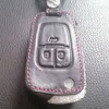 Vauxhall Opel Astra J Car Keychain Genuine Leather Key Case Case 3 버튼 원격 자동차 키 쉘 커버 체인 링 자동차 액세서리 279g