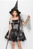 Noir belle elfe Mini robe femmes Halloween Costume de fête hors épaule Sexy Tutu robe coquine sorcière Cosplay robe