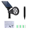 4 LED lampe solaire projecteur à énergie solaire RGB couleur variable IP65 étanche extérieur jardin paysage cour décoration lumière