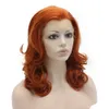 Medium Long Wavy Reddish Blonde Natural Lace Front Synthetic Wig