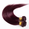 9A 등급 브라질 부르고뉴 헤어 익스텐션 # 99J 와인 레드 3Bundles 브라질 실키 스트레이트 부르고뉴 레드 인간의 머리카락은 DHL 무료