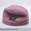 Elegante elegante chapéu feminino inverno senhoras botão decoração 100% lã moda casual gorros crânios bonés t178