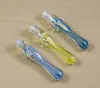 glass one hitter smoke pipe tobacco spoon Heavy dichronic dichroic mix color and style free shipping wholesale 4-5 Inch