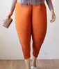 Pantalon de poulet frit 2017 European Capris pantalon de designer grande taille dames pantalon lâche mode élastique poulet sarouel lin pantalon pour les femmes