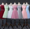 Scoop Neck Crystal Short Bridesmaid Dress Mint Green Short Party Dress Lace Up Fast Shipping