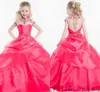 Rachel Allan Flower Girl Pagenat Dresses Sheer Jewel Neck With Beads Illusion Back Princess Child Wedding Party Gowns HY1133