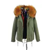 2017 nova moda feminina de luxo grande guaxinim de alta qualidade verdadeiro casaco de gola com capuz de pele de raposa casaco de inverno quente forro parkas longo top