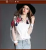 NUEVA LLEGADA MUJER CUELLO ABAJO MODA EURO BORDADO FLORES ORGANZA ALGODÓN BLUSA DE MUJER SEÑORA ELEGANTE CAMISA CASUAL BLUSA