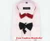 Wholesale-Mens Wedding Shirt With Bowtie 2016 New Long Sleeve Dress Shirts French Cuff Male Red Shirt Free Shipping