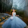 Light Sky Blue Sweet 1516 Party Débutantes Boes Backless Hice Neck Crystals Sparkly Sequins Tulle 2019 Quinceanera Dress 2291867