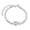 Bracciale placcato in argento sterling da donna in stile misto, anello avvitato Pantofole complete con cuori stereoscopici, bracciale in argento 925 EMB6