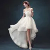 Modeste 2016 Nouvelles Arrivées Haut Bas Robes De Mariée A-ligne Sexy Hors Épaule Dentelle Organza Plage Robes De Mariée Sur Mesure Chine EN6276