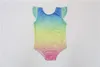 Venda quente do bebé macacãozinho Rainbow Color Mermaid Gradiente Printing Bodysuit Macacão Bebê Romper mangas da criança meninas crianças roupas de bebê