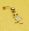 Yyjff D0619 Gold Owl Belly Navel Ring