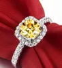 3 Karat Prinses Cut Kussen Vorm Geel Sona Synthetische Diamant Verlovingsring A-OK Bridal Sieraden Gift Wit Goud Platina