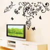 Heet Woonkamer TV Achtergrond Slaapkamer Romantische Modieuze Verwijderbare Art Butterfly Vine Flower Muurstickers Gratis verzending