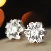 Vecalon äkta 925 sterling silverörhängen för kvinnor 1ct diamant cz kvinnlig fest bröllop stud örhängen mode smycken