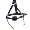 BDSM Bondage Sex Toys Mordaça Da Boca Aberta Restraint Sólido Preto Bola De Silicone PU Couro Cabeça Arnês Adulto Fetiche Produtos Jogos de Sexo