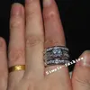 Vecalon ファインジュエリープリンセスカット 20ct Cz ダイヤモンド婚約結婚指輪リングセット女性のための 14KT ホワイトゴールド充填指リング