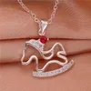 High grade women's Small horse pendant necklace red gemstone sterling silver plate necklace STSN617,hot sale fashion 925 silver necklace wom