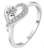 Anillos de corazón de plata de ley 925 para mujer, anillos de amor de cristal, regalo hermoso para fiesta de boda