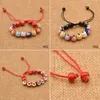 Bracelet porte-bonheur réglable en perles de crème, fait à la main, argent porte-bonheur, chat, chaîne rouge, 351B
